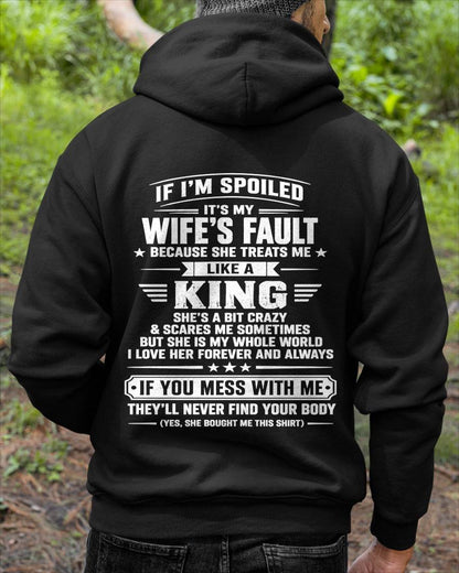 YES! I’M A SPOILED HUSBAND BUT NOT YOURS I BELONG TO A FREAKING AWESOME WIFE - SHIRT FROM WIFE TO HUSBAND - LUNA00 (SKU2609-172-00)