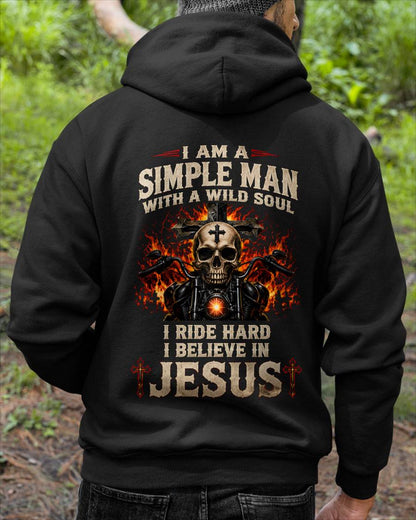 I'M A SIMPLE MAN  WILD SOUL  I RIDE HARD  I BELIEVE IN JESUS - SHIRT FOR MEN - LUNA00 (SKU2608-528)