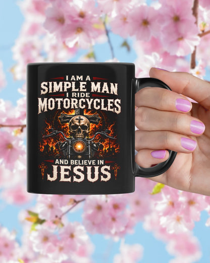 Christian Biker Mug, I Ride Motorcycles And Believe In Jesus Coffee Cup, Skull Motorcycle Gift For Men- LUNA00 (SKU2608-521)