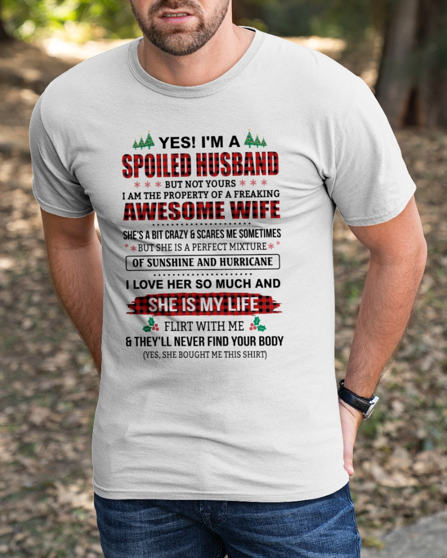 SPOILED HUSBAND OF AWESOME WIFE - PERFECT CHRISTMAS GIFT FROM WIFE - LUNA00