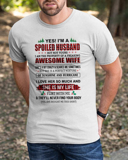 SPOILED HUSBAND OF AWESOME WIFE - PERFECT CHRISTMAS GIFT FROM WIFE - LUNA00