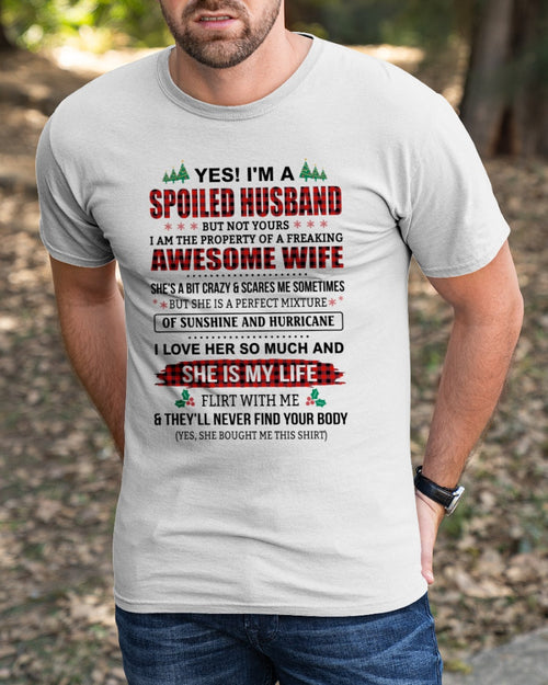 SPOILED HUSBAND OF AWESOME WIFE - PERFECT CHRISTMAS GIFT FROM WIFE - LUNA00