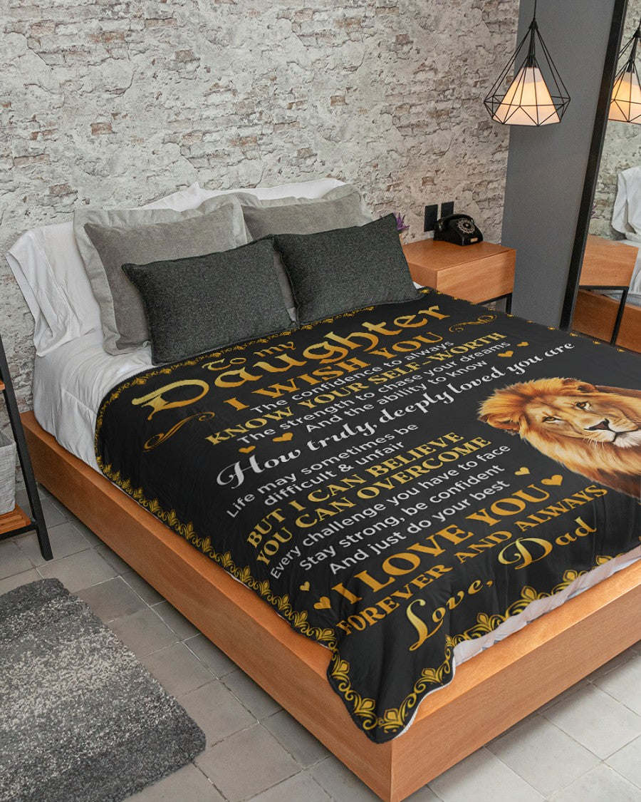 TO MY DAUGHTER  - GIFT FROM DAD- Sherpa Fleece Quilt Blanket (SKU2606-12)
