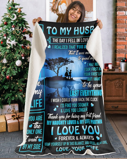 TO MY HUSBAND - GIFT FROM WIFE - Sherpa Fleece Quilt Blanket (SKU2603-230)