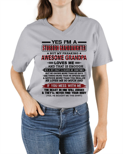 Yes I’m A Stubborn Granddaughter T-Shirt – Birthday Gift From Grandpa / Man - LUNA00 (SKU2607-269-00)