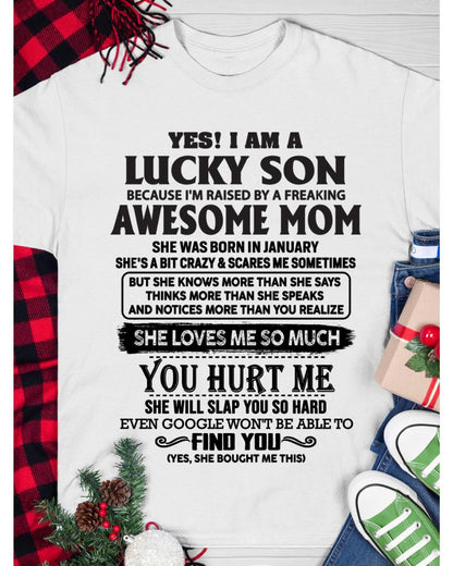 January - Yes! I'm A Lucky Son - Perfect Gift For Your Son From Mom - LUNA01 (SKU-LKW-01)
