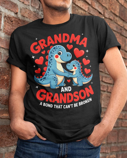 GRANDMA AND GRANDSON A BOND THAT CAN'T BE BROKEN DINOSAUR UNISEX T-SHIRT LUNA00 (SKU-GMS3)