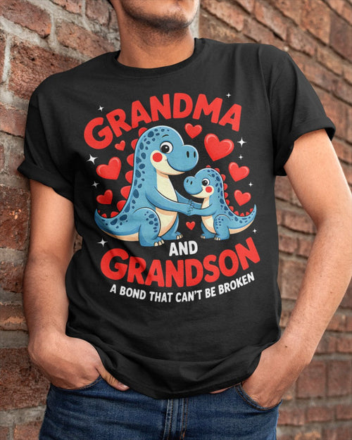 GRANDMA AND GRANDSON A BOND THAT CAN'T BE BROKEN DINOSAUR UNISEX T-SHIRT LUNA00 (SKU-GMS3)
