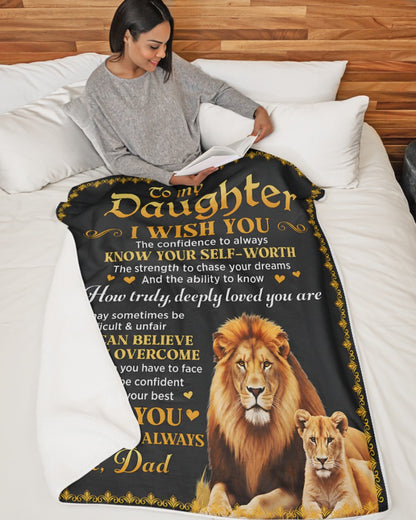TO MY DAUGHTER  - GIFT FROM DAD- Sherpa Fleece Quilt Blanket (SKU2606-12)