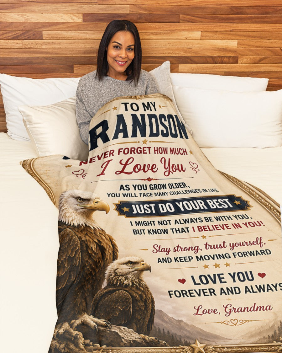 BLANKET FOR GRANDSON – COMFORT & WARMTH GIFT FROM GRANDMA Sherpa Fleece Quilt Blanket LUNA (SKU2608-481)
