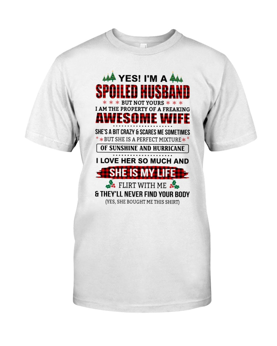 SPOILED HUSBAND OF AWESOME WIFE - PERFECT CHRISTMAS GIFT FROM WIFE - LUNA00