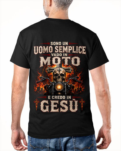 UOMO SEMPLICE, BIKER E CREDENTE – DIO È LA MIA GUIDA – MAGLIETTA DA UOMO - LUNA00 (SKU2608-394)