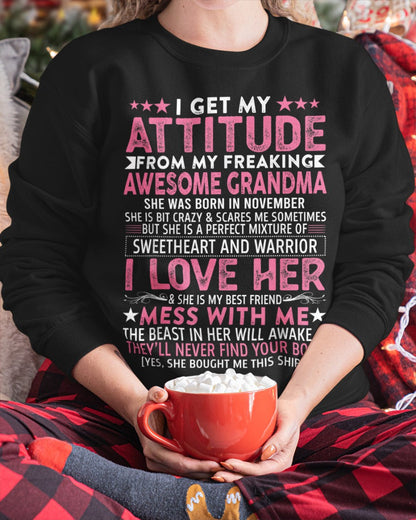 I GET MY ATTITUDE FROM MY GRANDMA NOVEMBER EDITION – FROM GRANDMA TO GRANDDAUGHTER LUNA11 (SKU07-163-11)