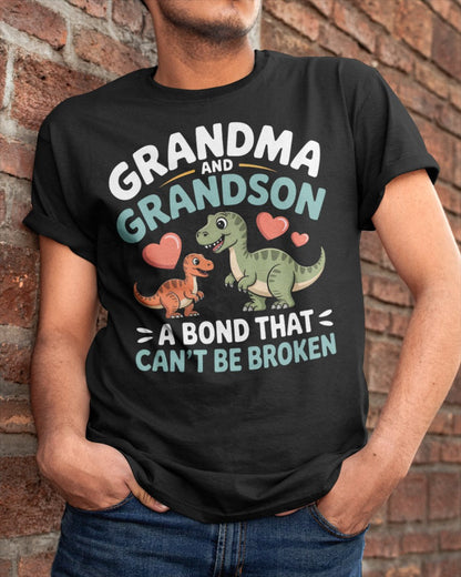 GRANDMA AND GRANDSON A BOND THAT CAN'T BE BROKEN DINOSAUR UNISEX T-SHIRT - LUNA00 (SKU-GMS5)