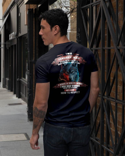 JANUARY - KNOW HOW TO RESPECT - BIRTHDAY T-SHIRT FOR MEN - SNOW01 (SKU12-162-01)