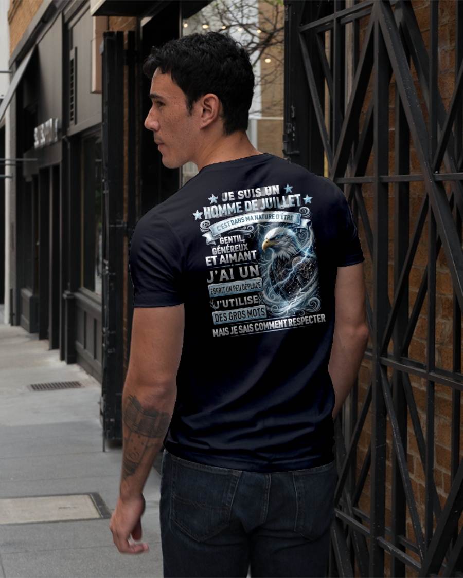 JUILLET – ESPRIT MALICIEUX MAIS SAIT RESPECTER - T-SHIRT ANNIVERSAIRE HOMME - IMPRESSION DTG PREMIUM - frLUNA07 (SKU2604-86-07)