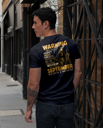 SEPTEMBER - WARNING GRUMPY MOODY - BIRTHDAY T-SHIRT FOR MEN - EBIL09 (SKU26T-01-07-09)