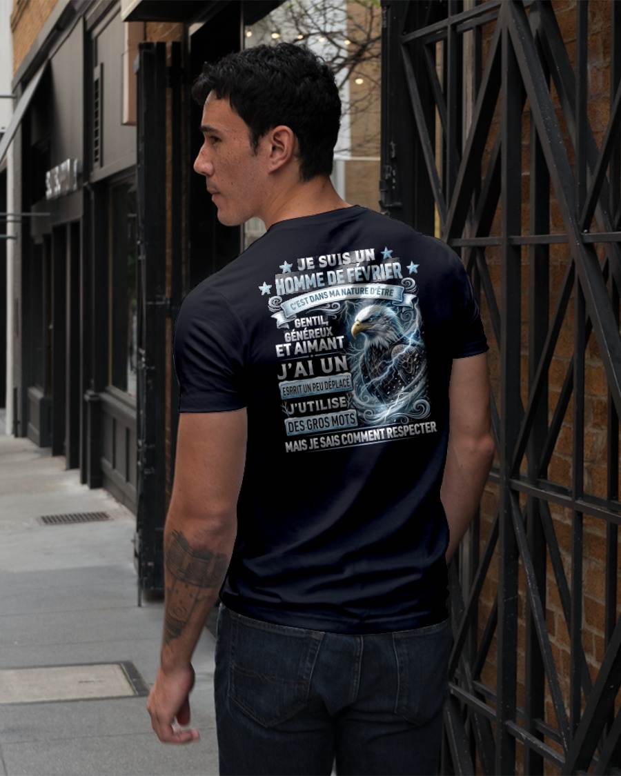 FÉVRIER – ESPRIT MALICIEUX MAIS SAIT RESPECTER - T-SHIRT ANNIVERSAIRE HOMME - IMPRESSION DTG PREMIUM - frLUNA02 (SKU2604-86-02)