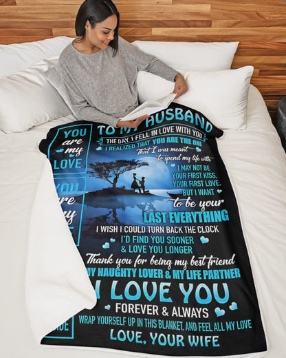 TO MY HUSBAND - GIFT FROM WIFE - Sherpa Fleece Quilt Blanket (SKU2603-230)