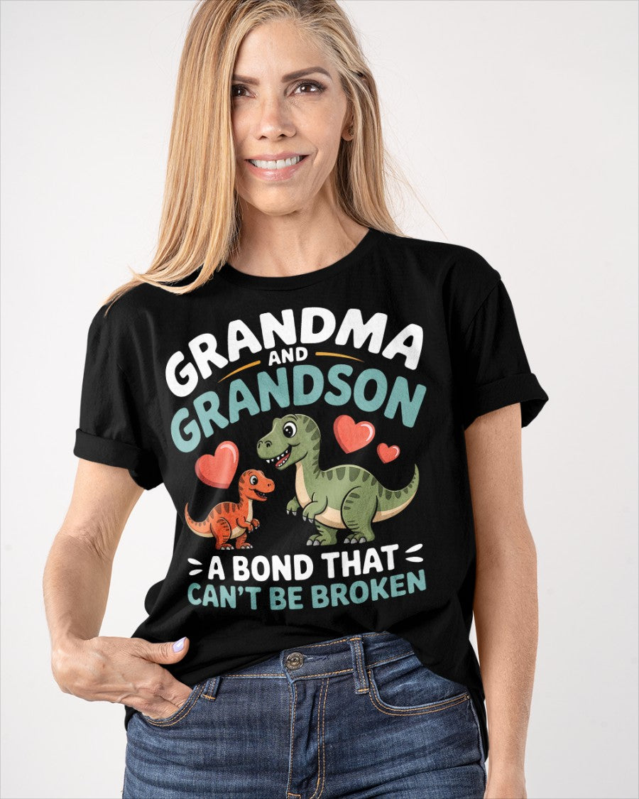 GRANDMA AND GRANDSON A BOND THAT CAN'T BE BROKEN DINOSAUR UNISEX T-SHIRT - LUNA00 (SKU-GMS5)