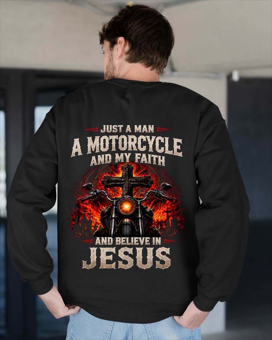 JUST A MAN A MOTORCYCLE MY FAITH IN JESUS - SHIRT FOR MEN - LUNA00 (SKU2608-578)