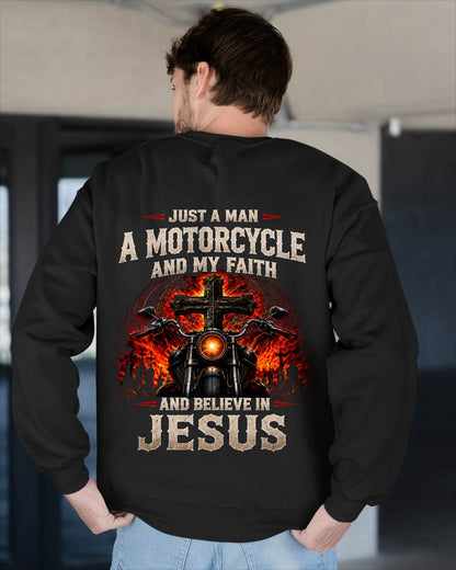 JUST A MAN A MOTORCYCLE MY FAITH IN JESUS - SHIRT FOR MEN - LUNA00 (SKU2608-578)