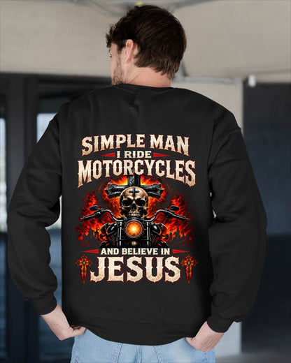 SIMPLE MAN I RIDE MOTORCYCLES AND BELIEVE IN JESUS - SHIRT FOR MEN - LUNA00 (SKU2609-102-00)