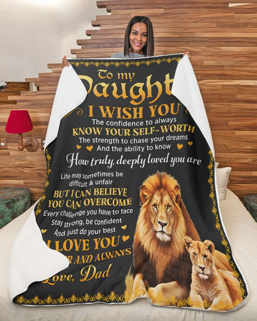 TO MY DAUGHTER  - GIFT FROM DAD- Sherpa Fleece Quilt Blanket (SKU2606-12)