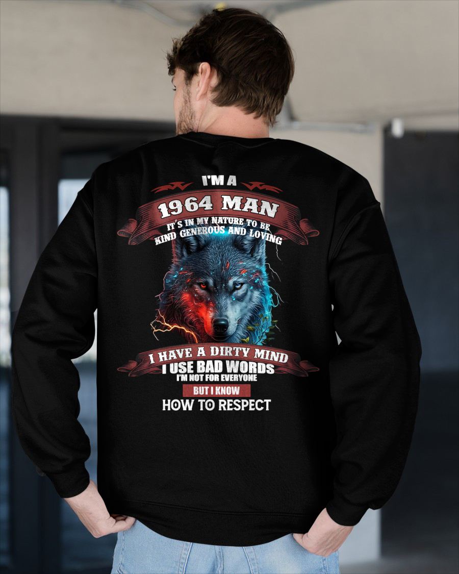 BORN IN 1964 - KNOW HOW TO RESPECT - BIRTHDAY T-SHIRT FOR MEN - LUNA1964 (SKU12-286-1964)