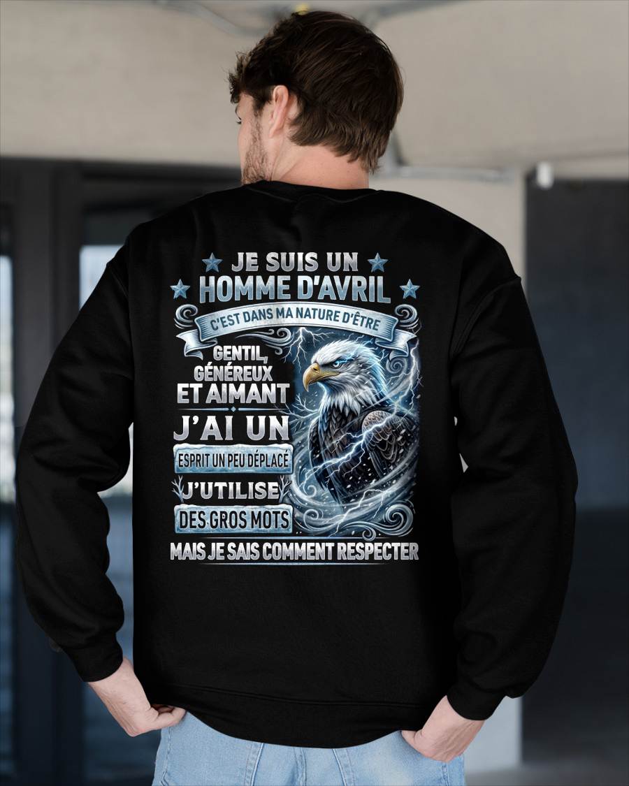 AVRIL – ESPRIT MALICIEUX MAIS SAIT RESPECTER - T-SHIRT ANNIVERSAIRE HOMME - IMPRESSION DTG PREMIUM - frLUNA04 (SKU2604-86-04)