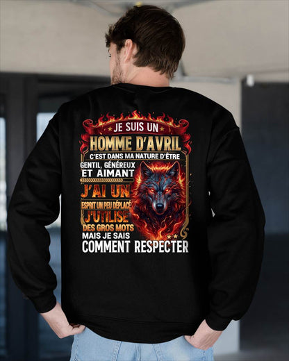 AVRIL – ESPRIT MALICIEUX MAIS SAIT RESPECTER - T-SHIRT ANNIVERSAIRE HOMME - IMPRESSION DTG PREMIUM - frLUNA04 (SKU2604-87-04)