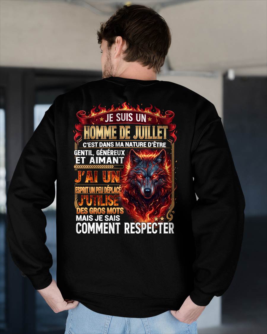 JUILLET – ESPRIT MALICIEUX MAIS SAIT RESPECTER - T-SHIRT ANNIVERSAIRE HOMME - IMPRESSION DTG PREMIUM - frLUNA07 (SKU2604-87-07)