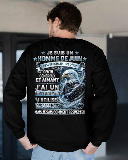 JUIN – ESPRIT MALICIEUX MAIS SAIT RESPECTER - T-SHIRT ANNIVERSAIRE HOMME - IMPRESSION DTG PREMIUM - frLUNA06 (SKU2604-86-06)