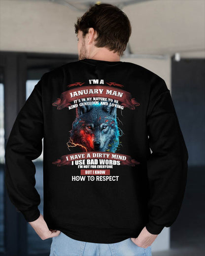 JANUARY - KNOW HOW TO RESPECT - BIRTHDAY T-SHIRT FOR MEN - SNOW01 (SKU12-162-01)