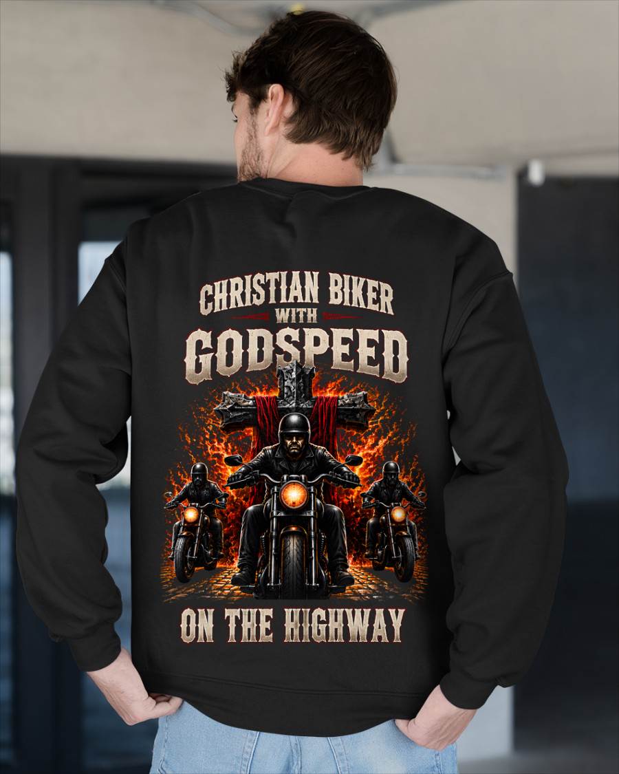 CHRISTIAN BIKER WITH GODSPEED ON THE HIGHWAY - SHIRT FOR MEN - LUNA00 (SKU2608-498)