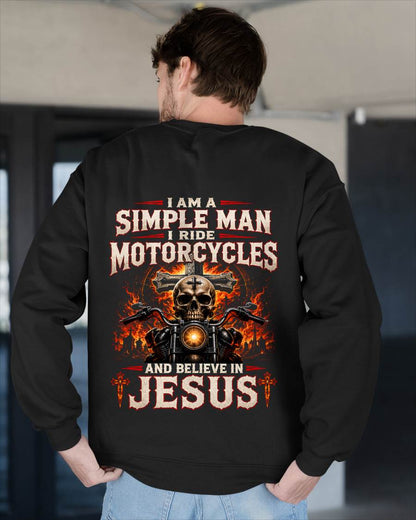 I AM A SIMPLE MAN, BIKER I RIDE MOTORCYCLES AND BELIEVE IN JESUS GOD IS MY GUIDE - SHIRT FOR MEN - LUNA00 (SKU2608-214)