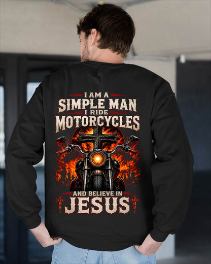 I AM A SIMPLE MAN, BIKER I RIDE MOTORCYCLES AND BELIEVE IN JESUS GOD IS MY GUIDE - SHIRT FOR MEN - LUNA00 (SKU2608-546)