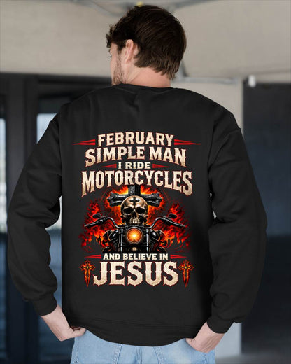 FEBRUARY - SIMPLE MAN I RIDE MOTORCYCLES AND BELIEVE IN JESUS - SHIRT FOR MEN - LUNA02 (SKU2609-102-02)