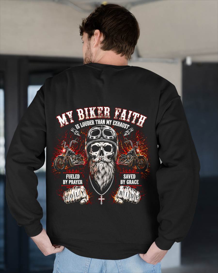MY BIKER FAITH RIDE WITH GOD SAVED BY GRACE - SHIRT FOR MEN - LUNA00 (SKU2608-317)