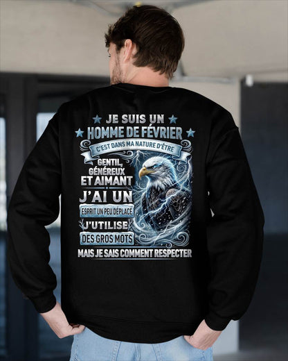 FÉVRIER – ESPRIT MALICIEUX MAIS SAIT RESPECTER - T-SHIRT ANNIVERSAIRE HOMME - IMPRESSION DTG PREMIUM - frLUNA02 (SKU2604-86-02)