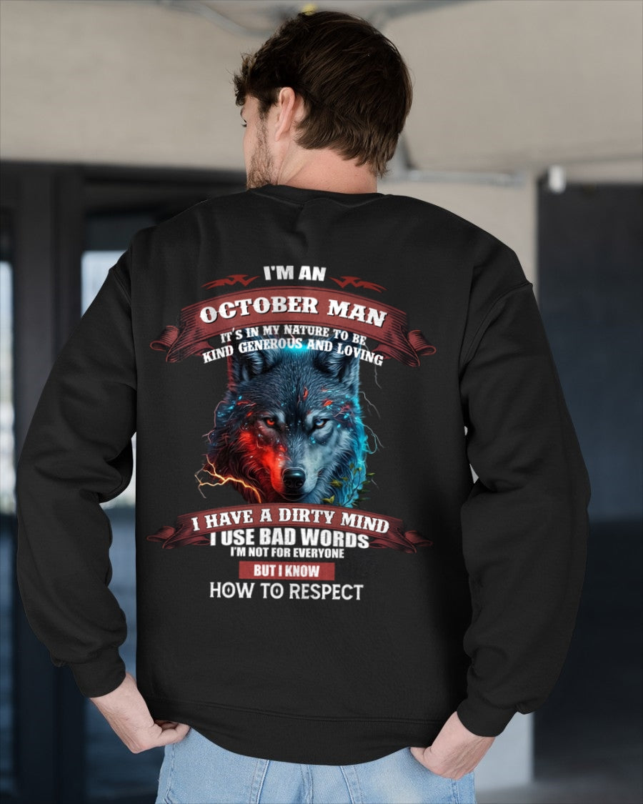 OCTOBER - KNOW HOW TO RESPECT - BIRTHDAY T-SHIRT FOR MEN - LUNA10 / male (SKU12-162-10)