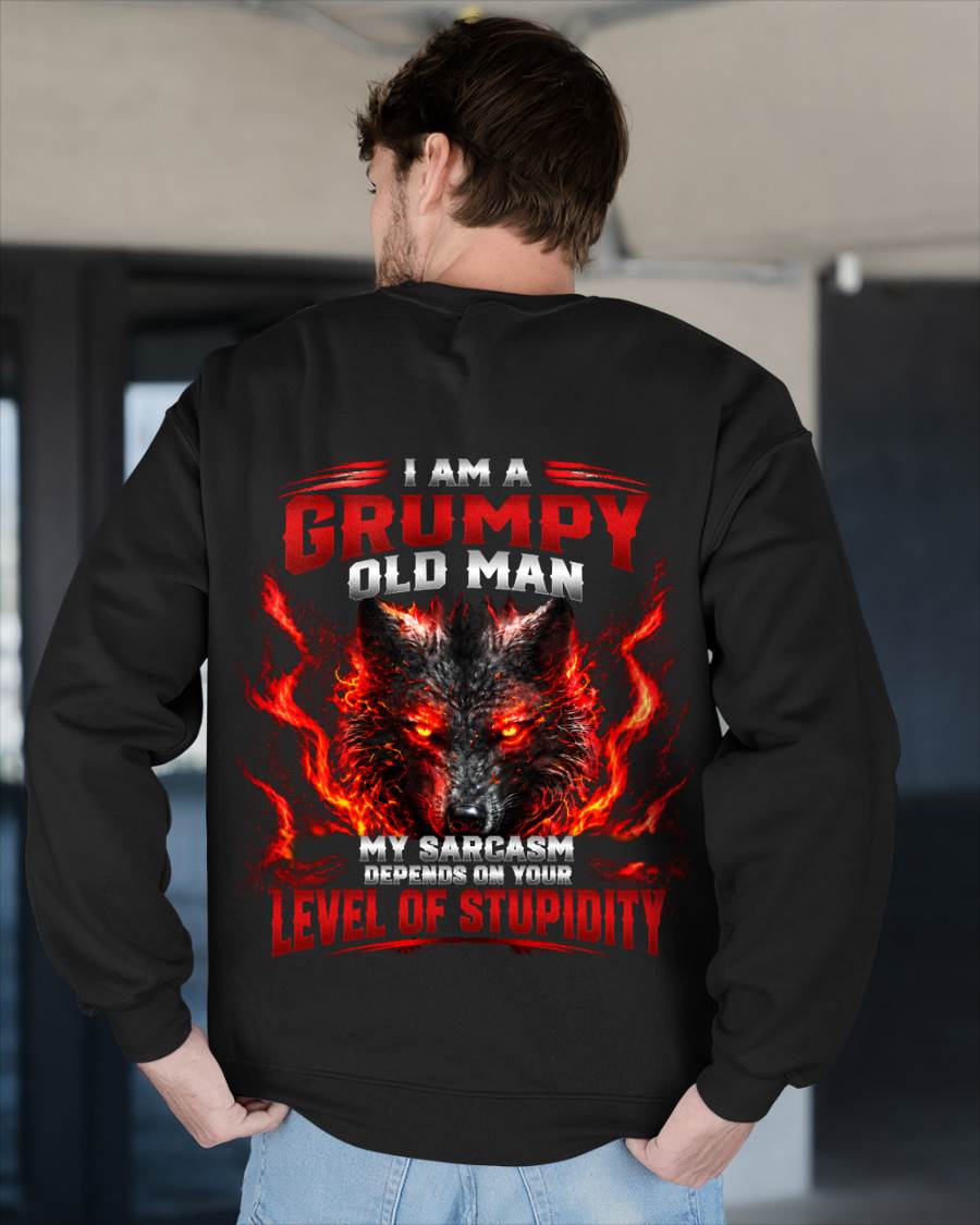 I AM A GRUMPY OLD MAN MY SARCASM DEPENDS ON YOUR LEVEL OF STUPIDITY - SHIRT FOR MEN - LUNA00 (SKU2609-286-00)