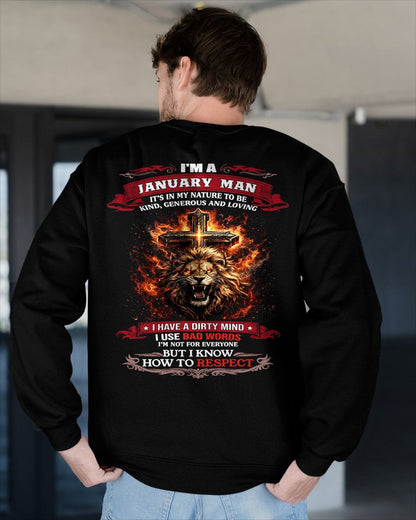 JANUARY - KIND AND LOVING ARE MY NATURE - PREMIUM DTG PRINT BIRTHDAY T-SHIRT FOR MEN - EBIL01 (SKU26T-01-31-01)