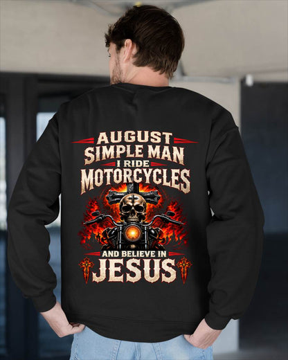 AUGUST - SIMPLE MAN I RIDE MOTORCYCLES AND BELIEVE IN JESUS - SHIRT FOR MEN - LUNA08 (SKU2609-102-08)