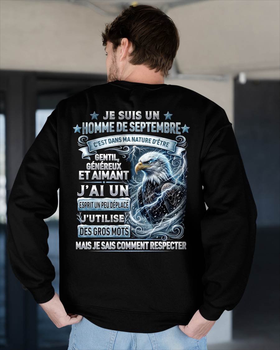 SEPTEMBRE – ESPRIT MALICIEUX MAIS SAIT RESPECTER - T-SHIRT ANNIVERSAIRE HOMME - IMPRESSION DTG PREMIUM - frLUNA09 (SKU2604-86-09)