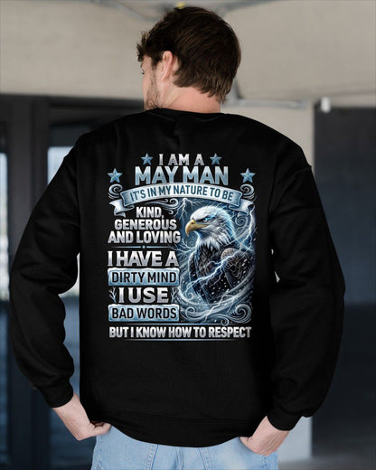 MAY - DIRTY MIND BUT KNOW HOW TO RESPECT - PREMIUM DTG PRINT - BIRTHDAY T-SHIRT FOR MEN - LUNA05 (SKU2604-53-05)