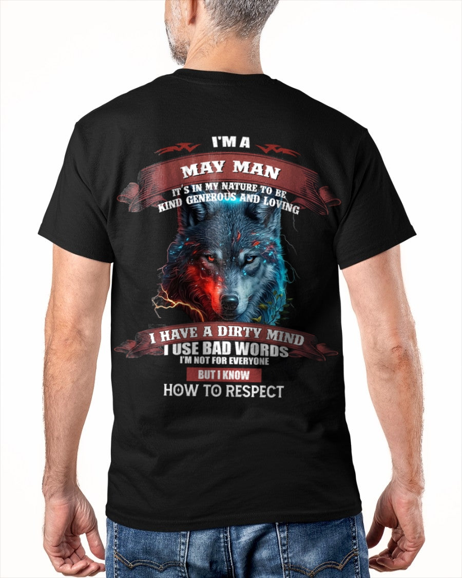 MAY - KNOW HOW TO RESPECT - BIRTHDAY T-SHIRT FOR MEN - LUNA05 / male (SKU12-162-05)