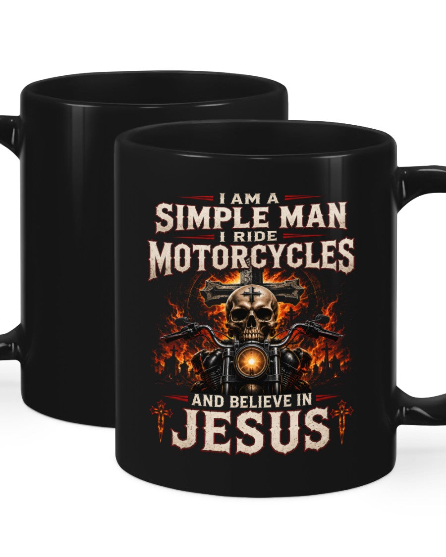 Christian Biker Mug, I Ride Motorcycles And Believe In Jesus Coffee Cup, Skull Motorcycle Gift For Men- LUNA00 (SKU2608-521)