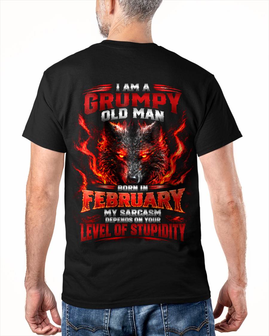 FEBRUARY - I AM A GRUMPY OLD MAN MY SARCASM DEPENDS ON YOUR LEVEL OF STUPIDITY - SHIRT FOR MEN - LUNA02 (SKU2609-286-02)