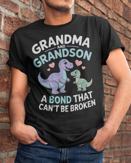 GRANDMA AND GRANDSON A BOND THAT CAN'T BE BROKEN DINOSAUR UNISEX T-SHIRT LUNA00 (SKU-GMS4)
